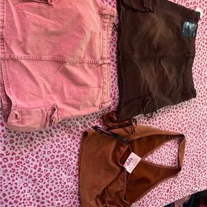 VIP Black and Pink Denim Shorts